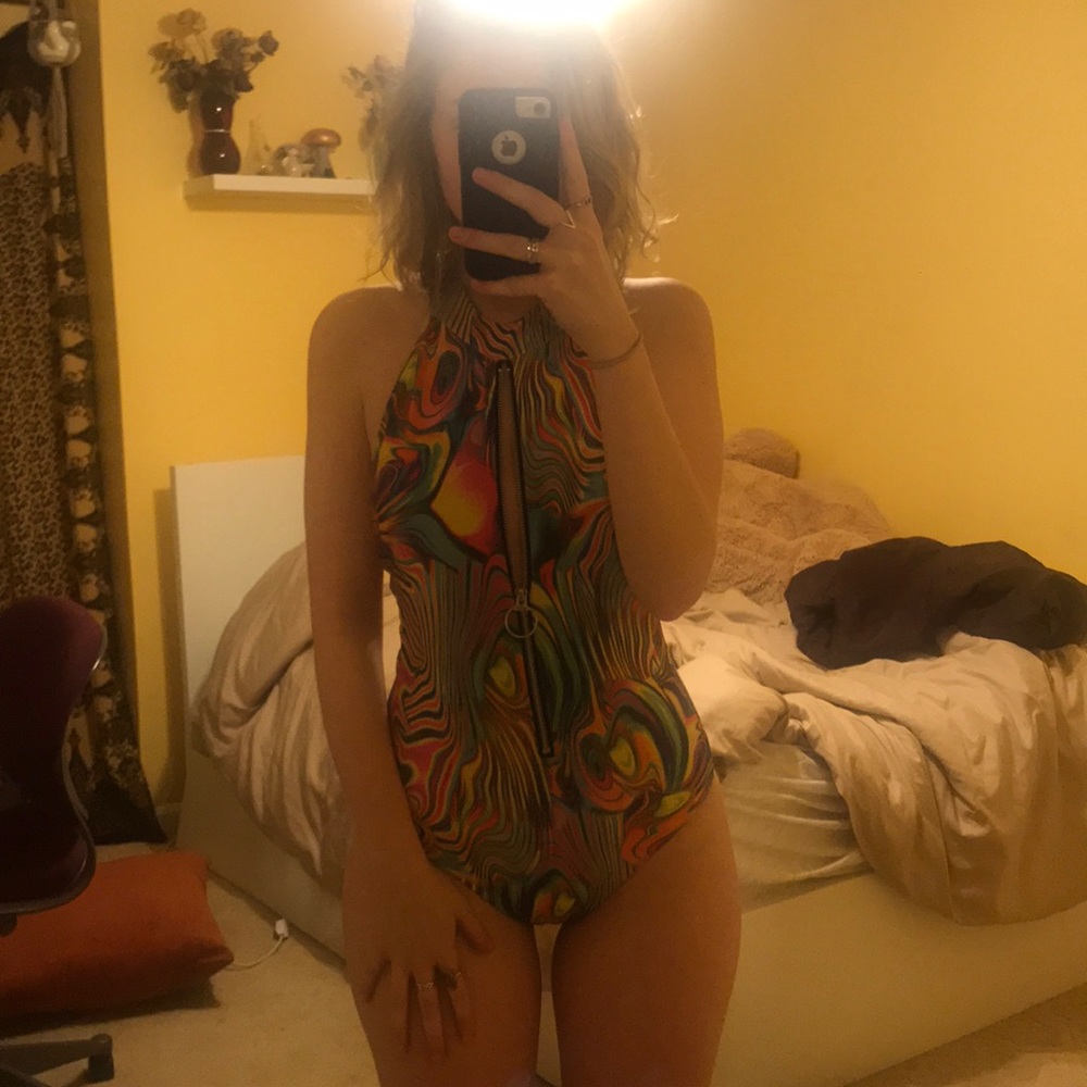 psychedelic tie dye rave bodysuit